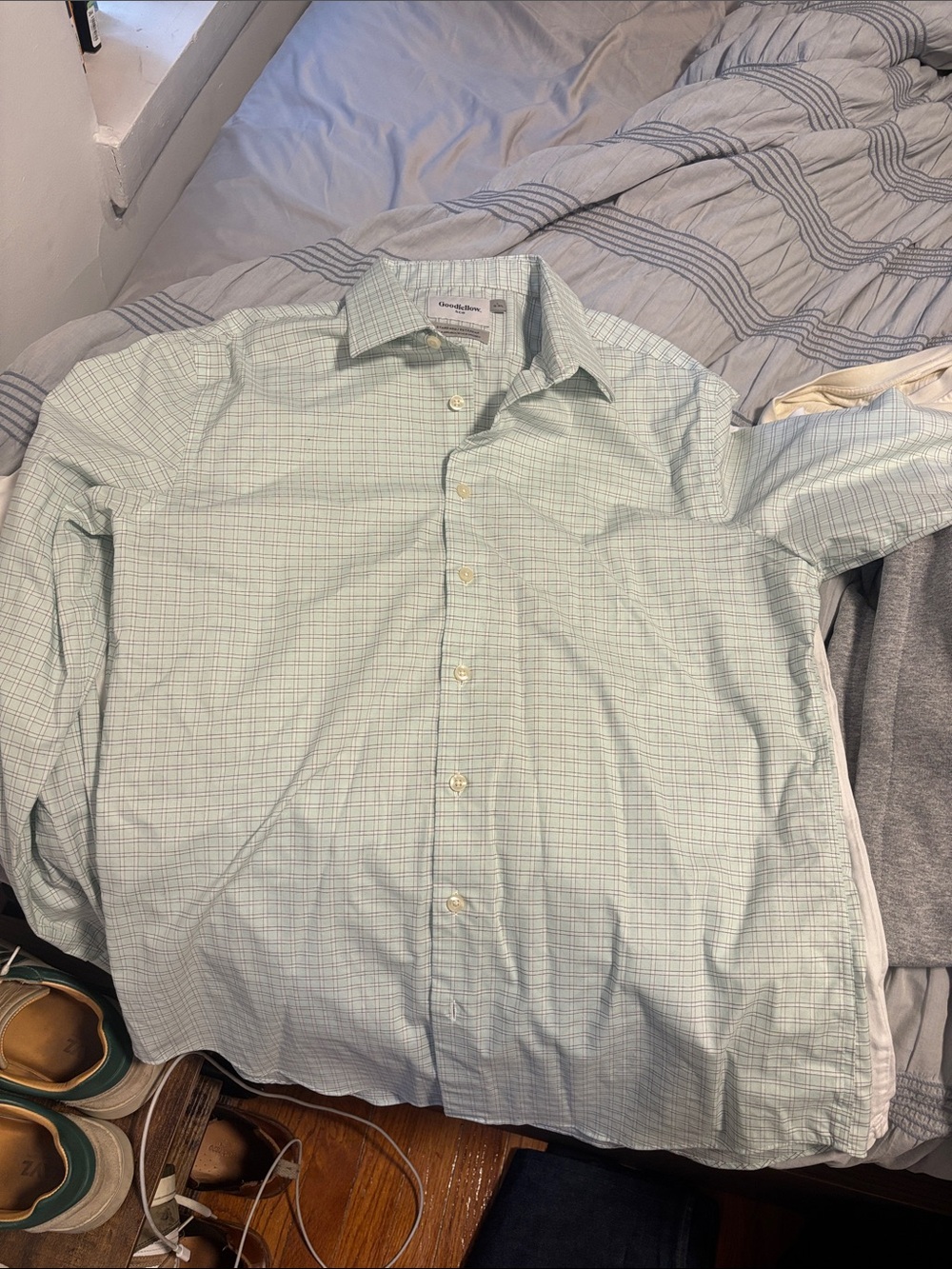 Goodfellow & Co Light Green Check Dress Shirt